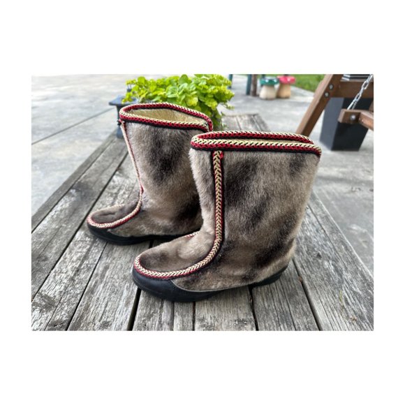 Vintage Snowland Boots Faux Fur Sherpa Ski Boots Apres Ski Winter Mid-Calf Vegan - Picture 3 of 11